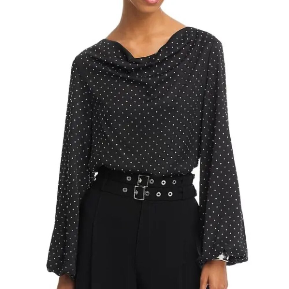Cinq à Sept 'Irene' Crystal-Embellished Cowl-Neck Top, Black